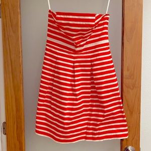 Coral & White Striped Strapless Dress • Gap